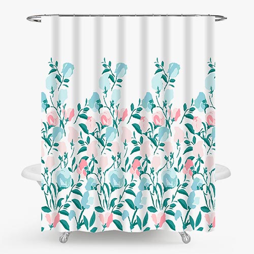 HNDXLHH Tenda Doccia 180x200 Fiore Viola Blu Tenda Doccia Antimuffa Poliestere Tenda per Doccia Impermeabile Tenda Vasca da Bagno Lavabile Tende Finestra Bagno con 12 Ganci
