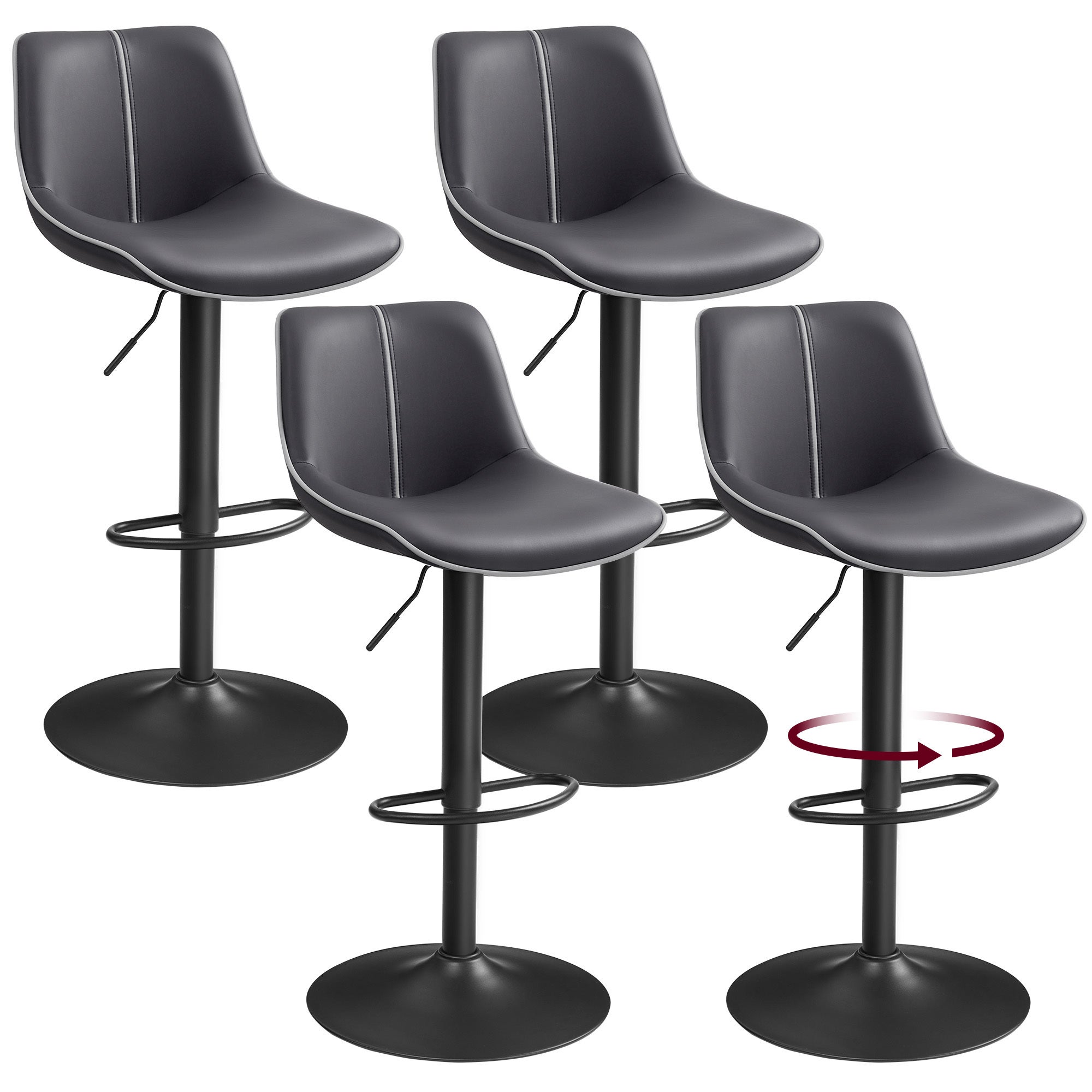 Tabouret de bar réglable pivotant en velours Gris JAMIE | Maisons du Monde Tabouret de bar réglable pivotant en velours Gris JAMIE | Maisons du Monde