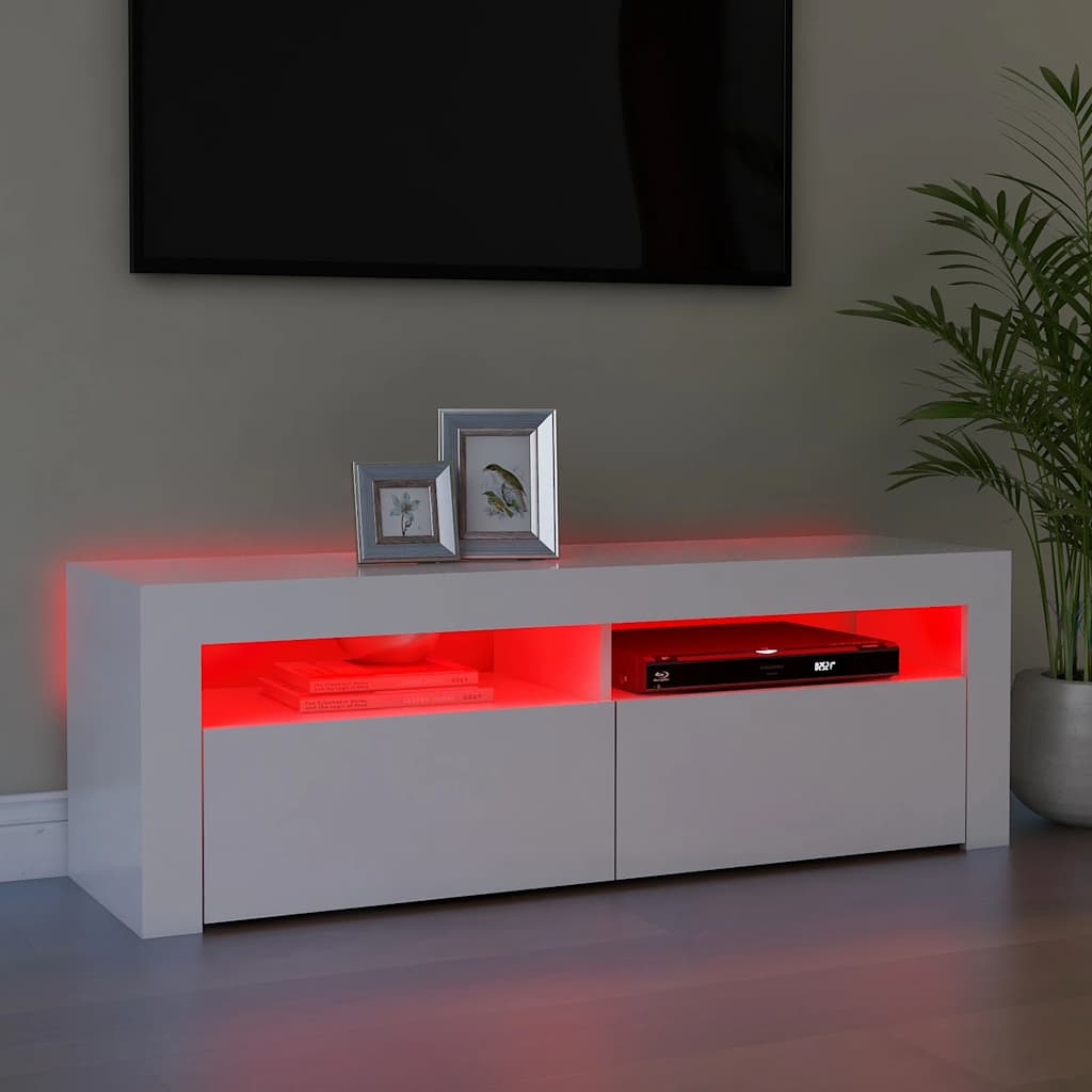 vidaXL Móvel de TV com luzes LED 120x35x40 cm branco - 5