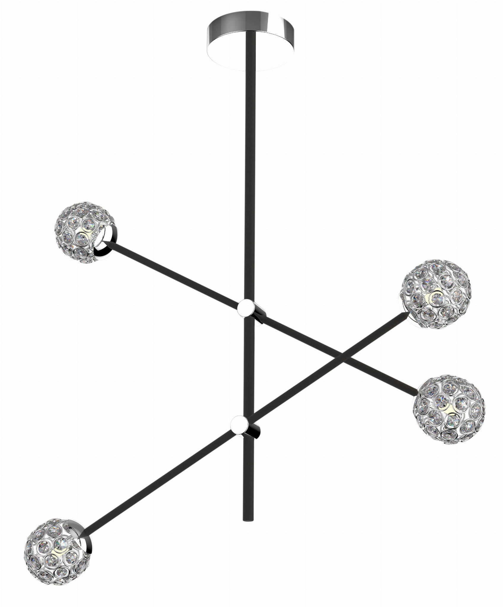 Lampa wisząca Paksos czarno-przezroczysty 4xG9x5W kryształowa wym: 70 x 57 x 13 cm kryształ Candellux