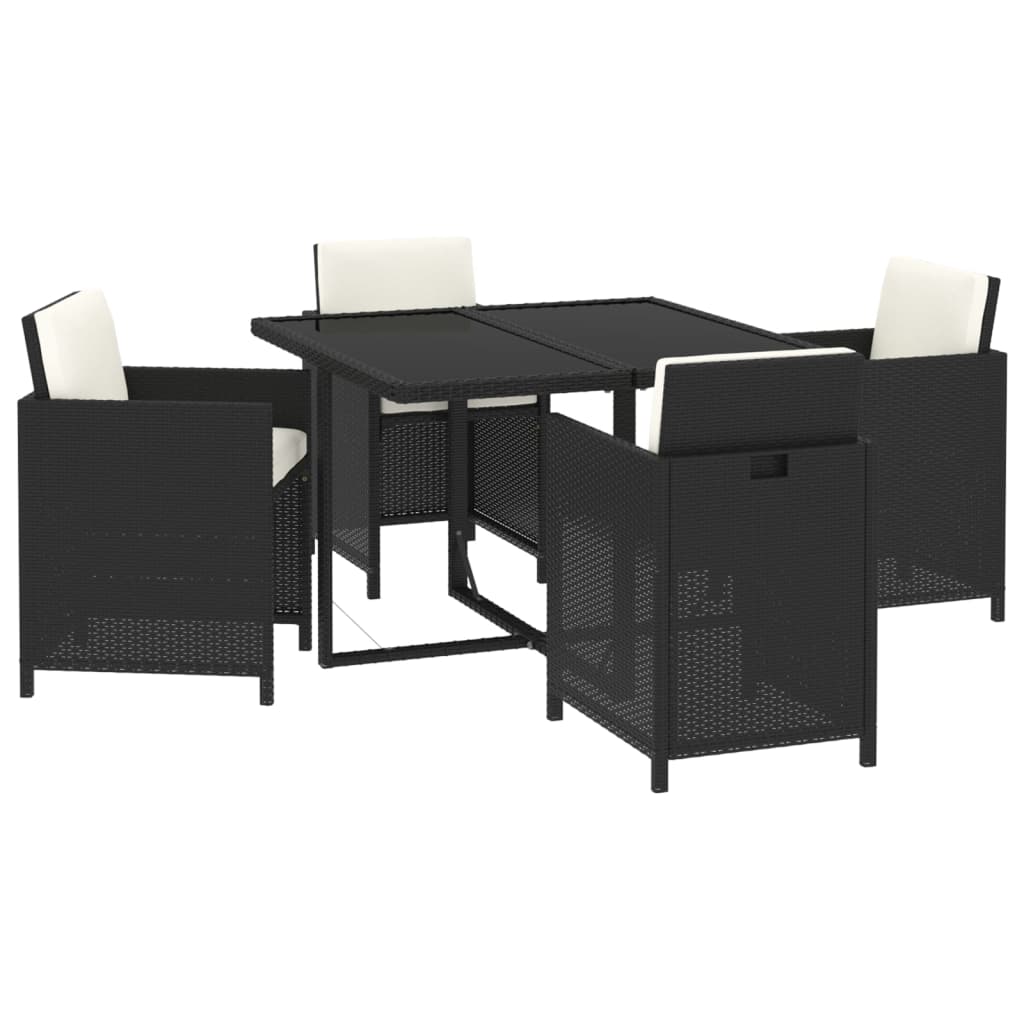 Ensemble à dîner de jardin avec coussins 5 pcs poly rotin noir vidaXL - 4