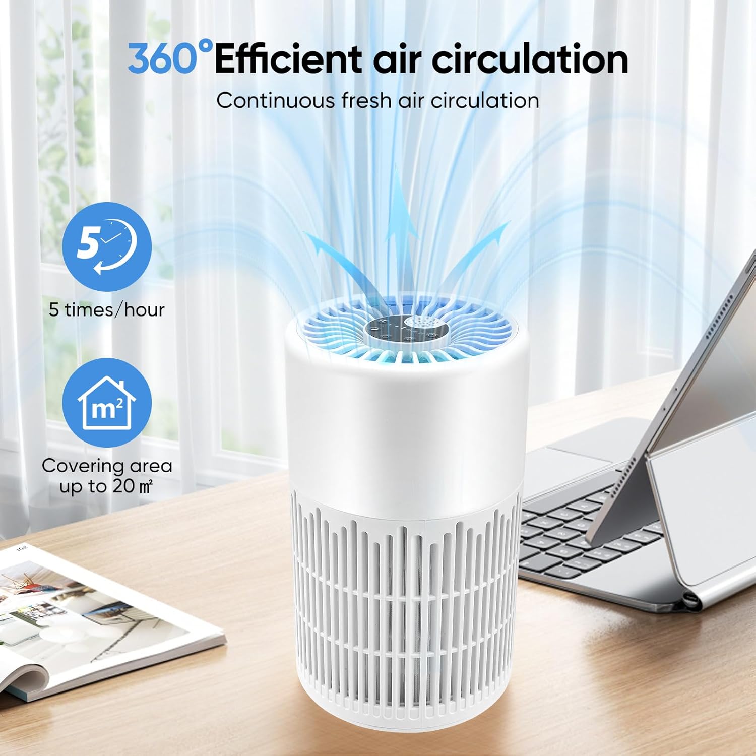 Purificatore d'aria per chi soffre di allergie con telecomando, filtro dell'aria con aromaterapia, per casa, camera da letto e ufficio. - 5