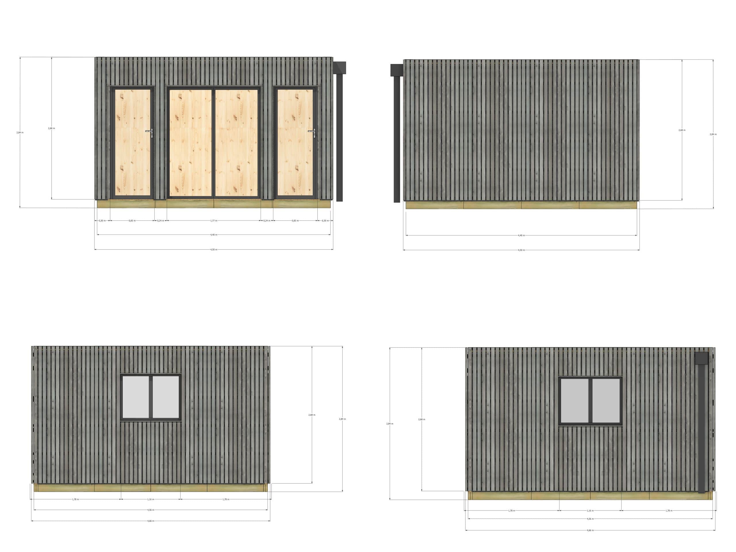 Extension maison en bois en bois 4,4 x 4,6 x 2,7 m avec plancher isolé - 4