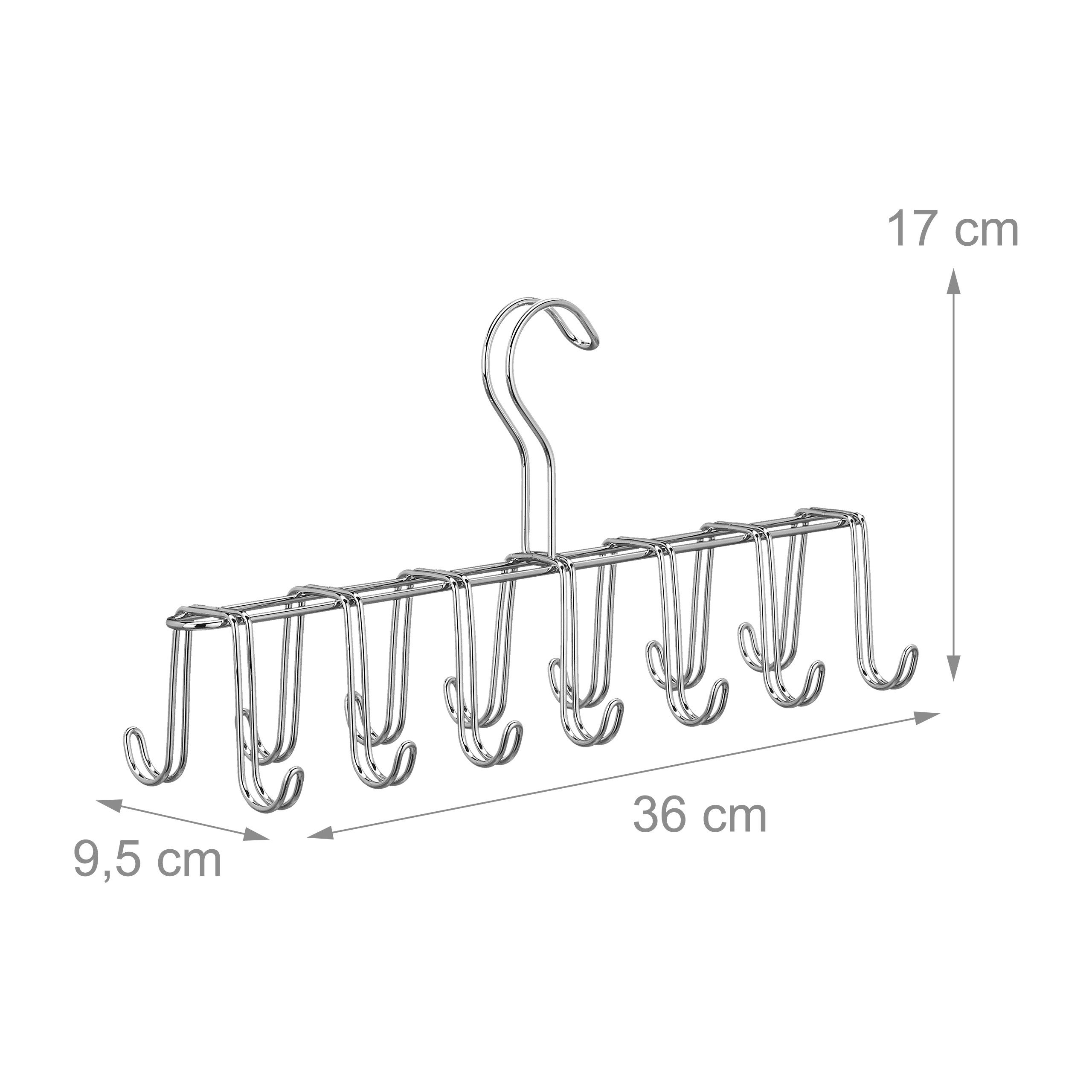Porte-ceintures, lot de 3, porte-cravates, aussi pour foulards, cintre en métal, organiseur armoire, 14 crochets, argent - 4