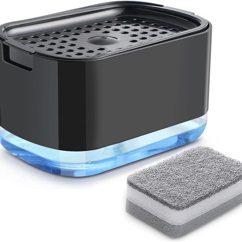 Dozownik do mydła kuchennego, dozownik do mydła 2 w 1, dozownik do mydła z pompką i pojemnikiem na gąbkę