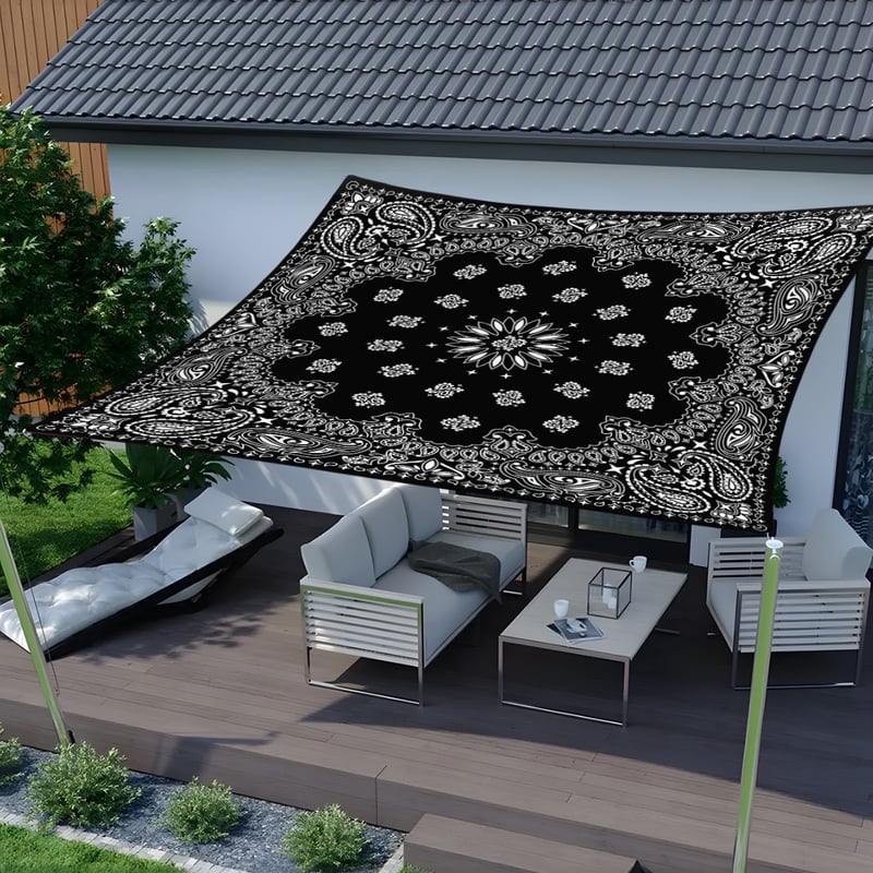 Wodoodporny żagiel przeciwsłoneczny, wzór mandali 3D, ochrona UV 95%, prostokątny żagiel przeciwsłoneczny, markiza ogrodowa (2 x 2,4)