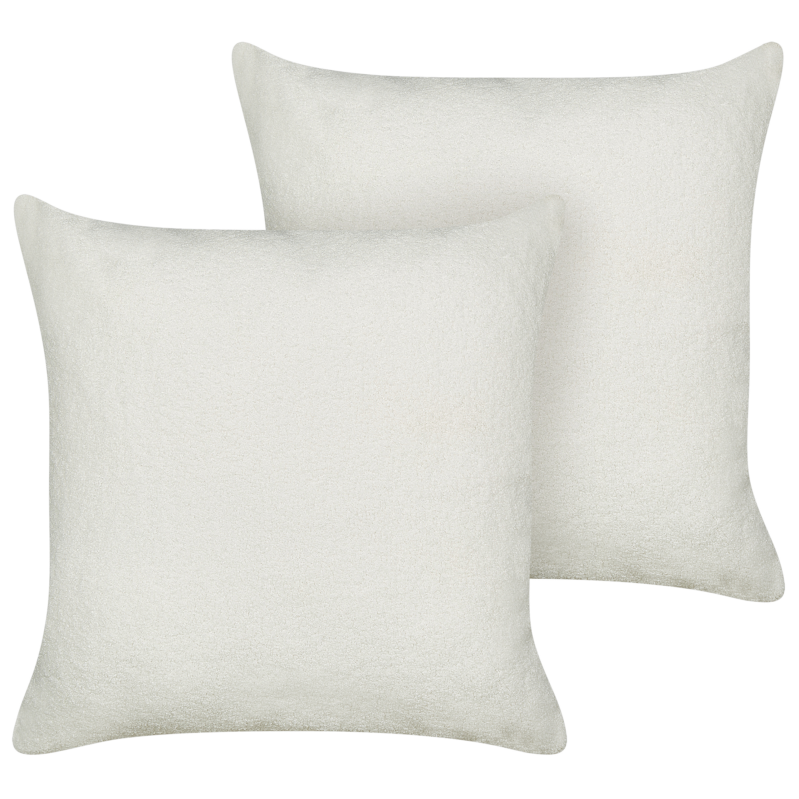 Beliani conjunto de 2 cojines decorativos leuzea bouclé 60 x 60 cm blanco crema liso
