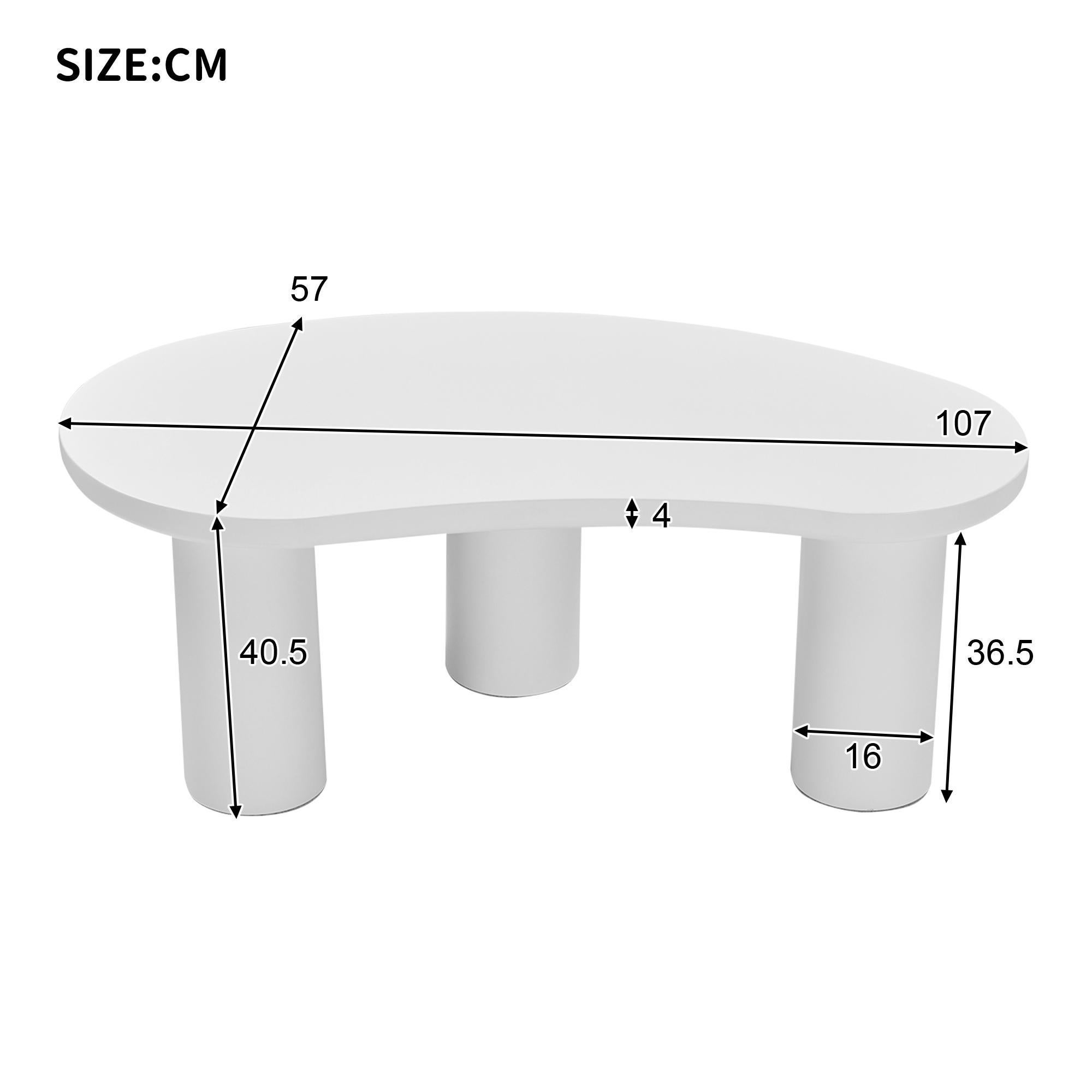 Table basse en MDF et PVC - plateau incurvé irrégulier et élégant - Blanc - 4