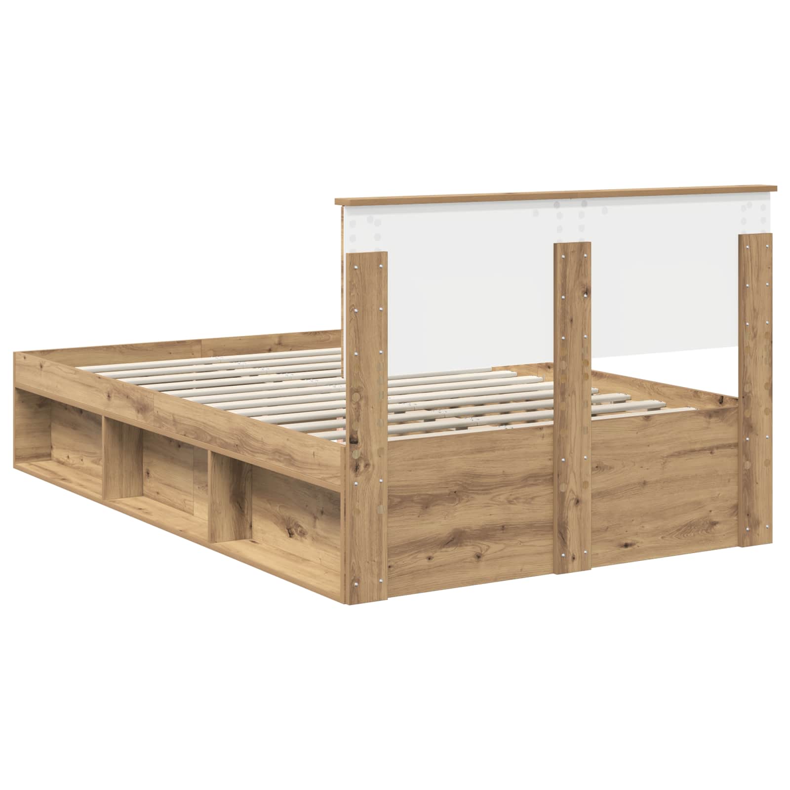 Cadre de lit chêne artisanal 135 x 190 cm panneau de bois - 9