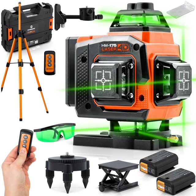Poziomica laserowa Humberg HM-175 laser krzyżowy 4D samopoziomujący 16 linii 2xAKU