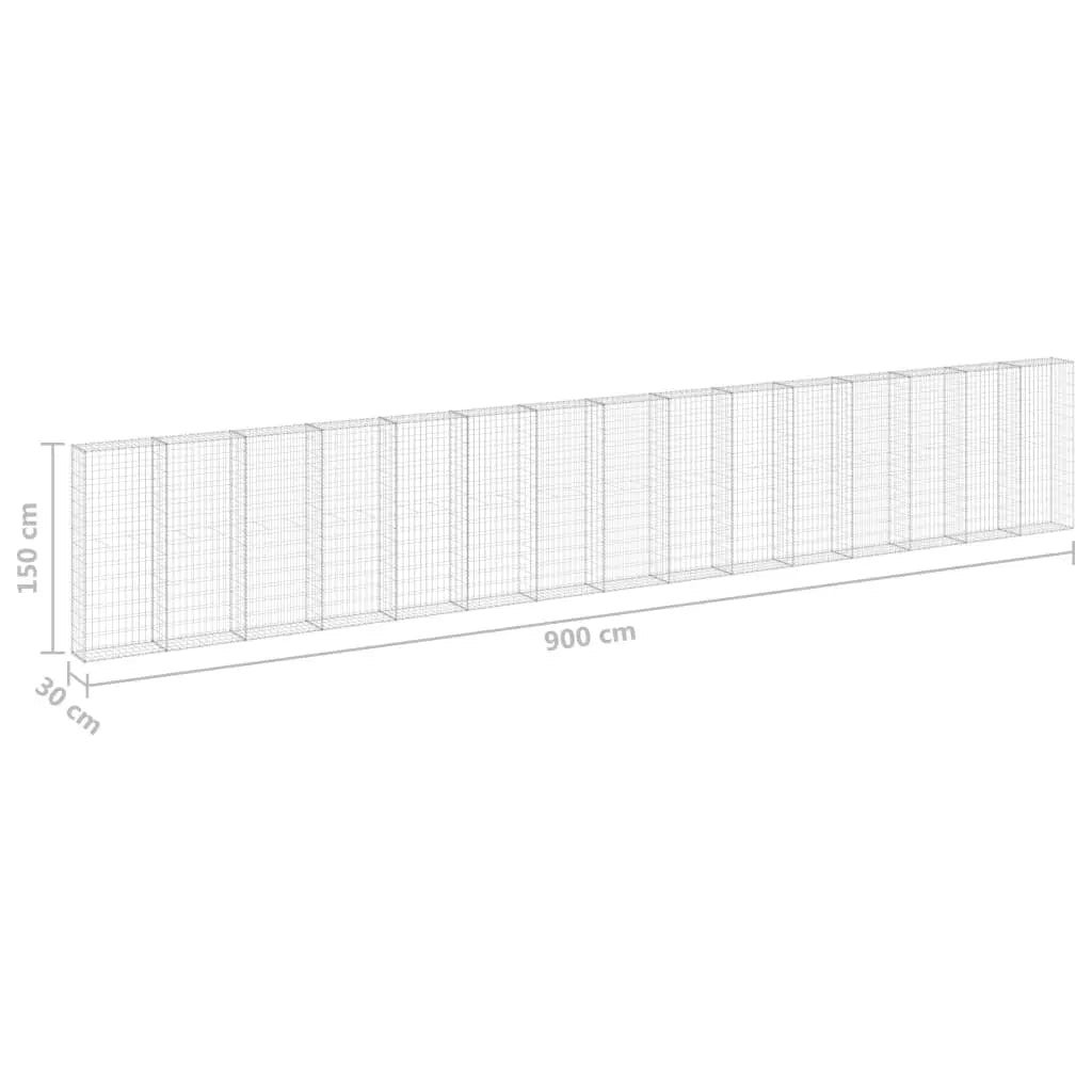 Muro de gaviones con cubiertas acero galvanizado 300x30x100 cm vidaXL - 9