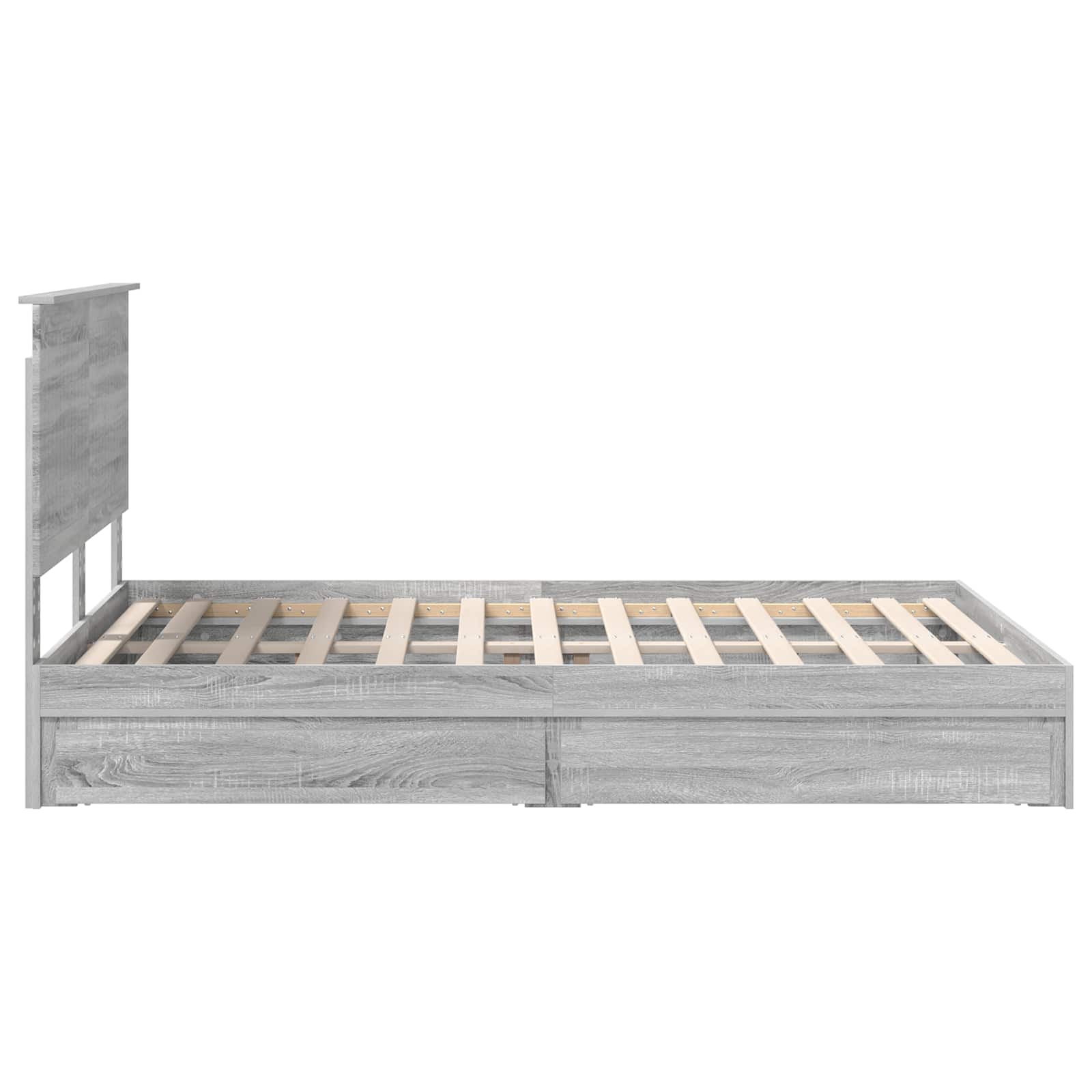 Lit avec rangement, panneau de bois, gris, pour la chambre, 140 × 200 cm - 9