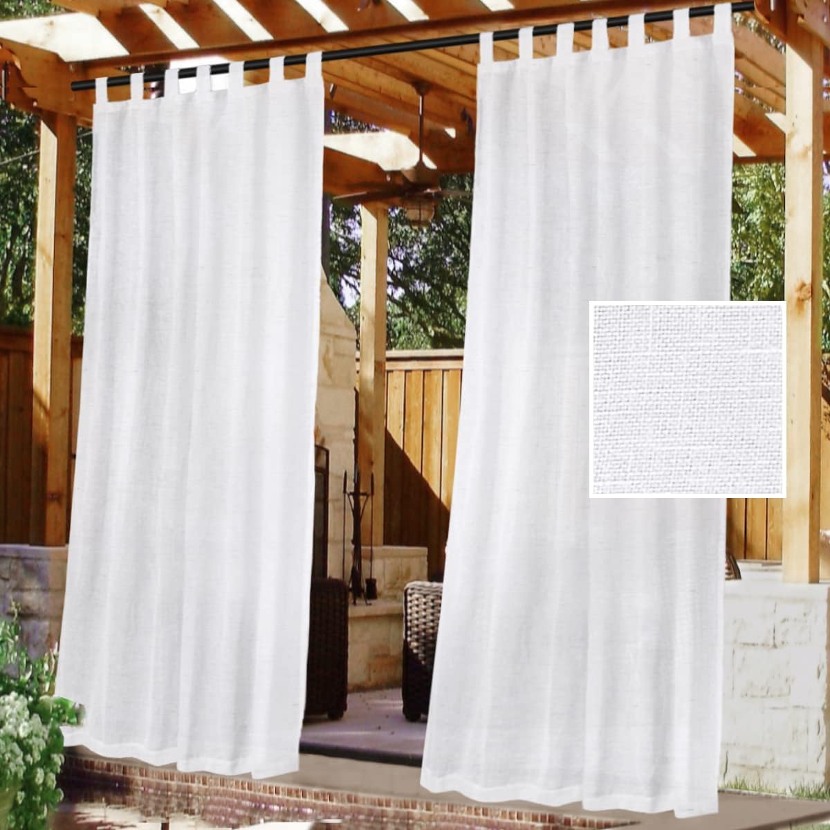 Zestaw dwóch wodoodpornych zasłon zewnętrznych, wys. 240 x szer. 132 cm - zapięcie na rzep, ochrona UV, odpowiednie do altan, tarasów i patio, kolor