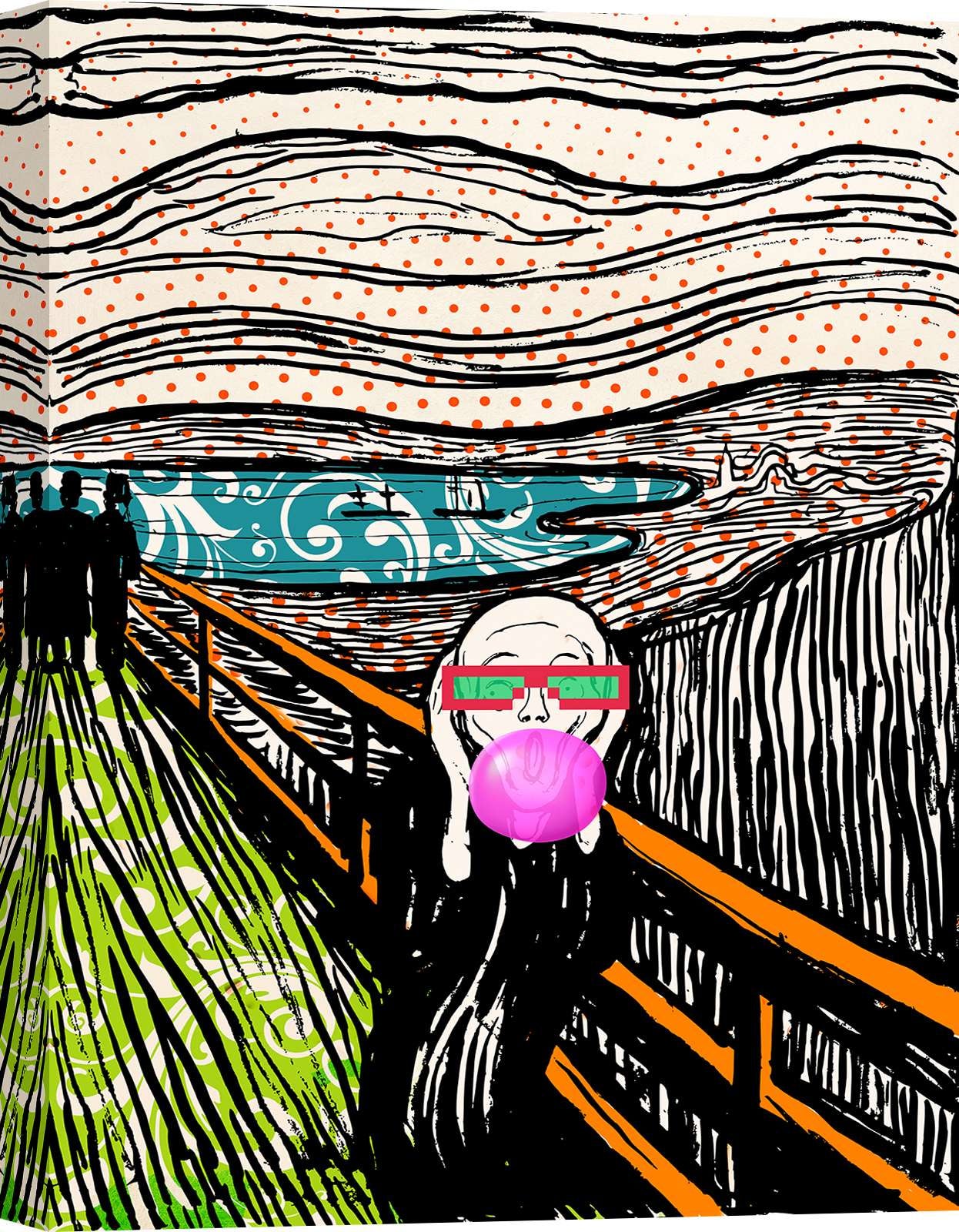 Tableau Pop Art Sur Toile "Dagobert" Argent - Décor Mural Motivant, Cadre Bois, Fabriqué En Allemagne