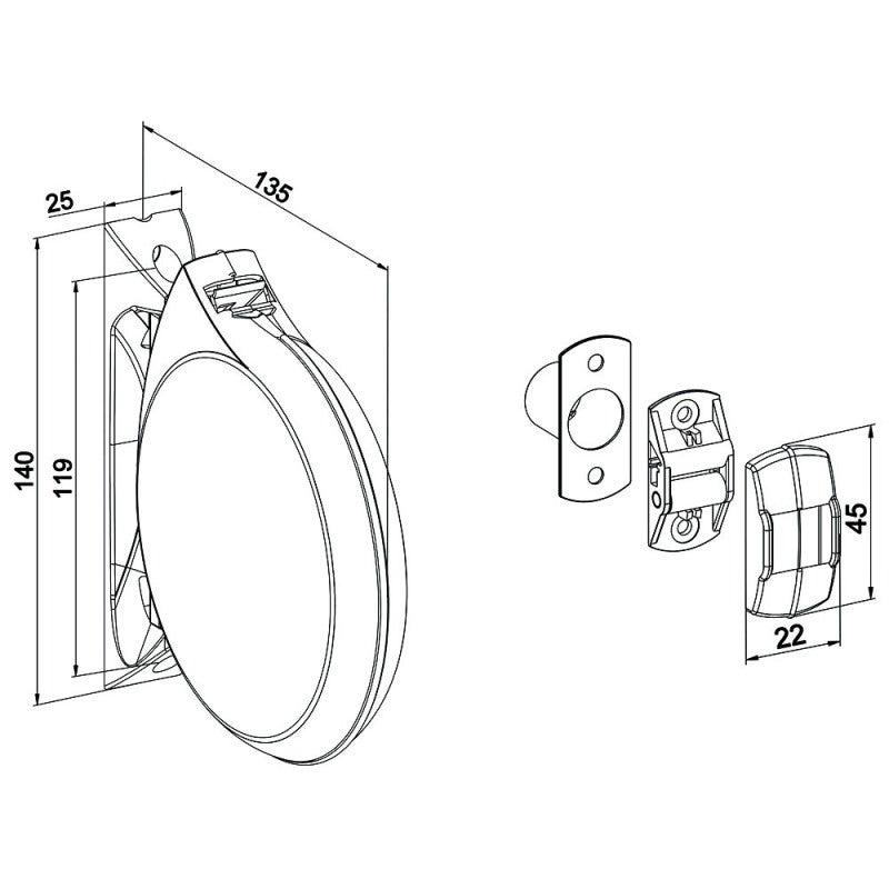 Enrouleur de sangle rond pour volet roulant avec guide et sangle de 5,5 m - 2