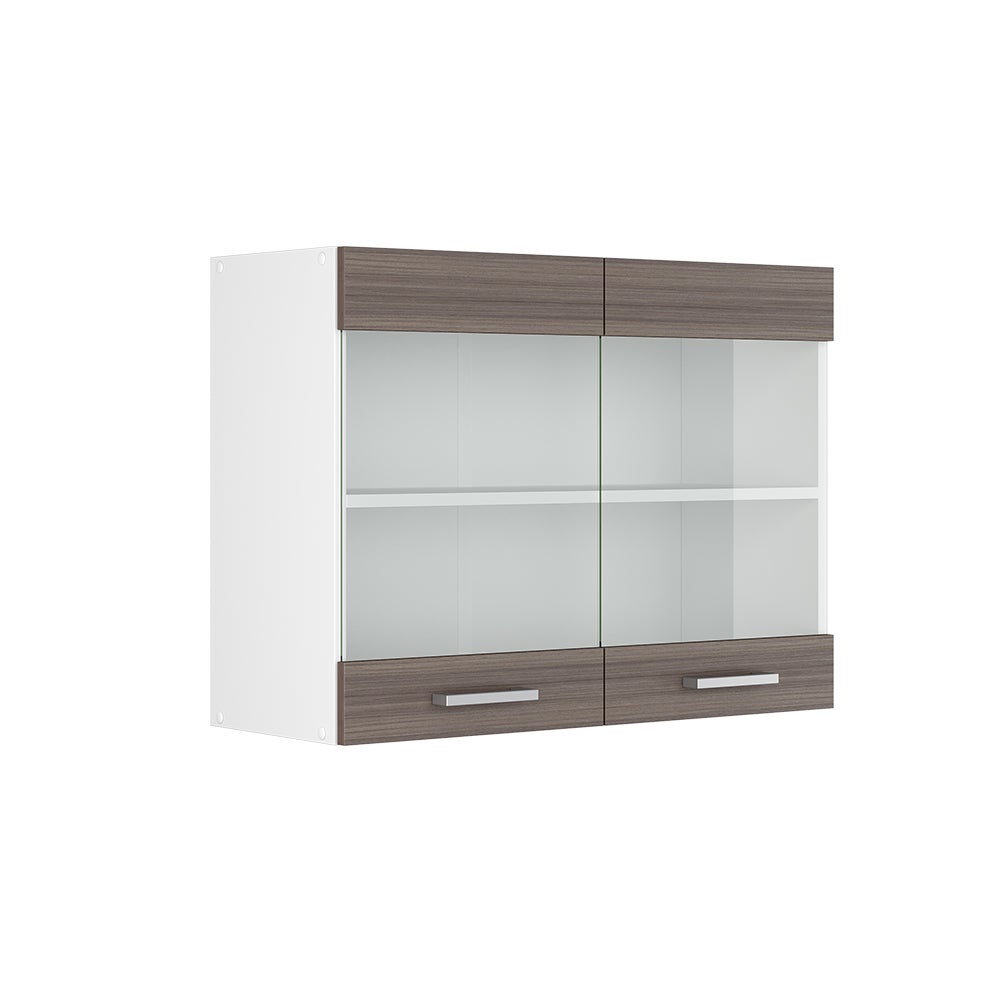 Vicco Szklana szafka kuchenna R-Line, Szlachetna szarość, 80 cm