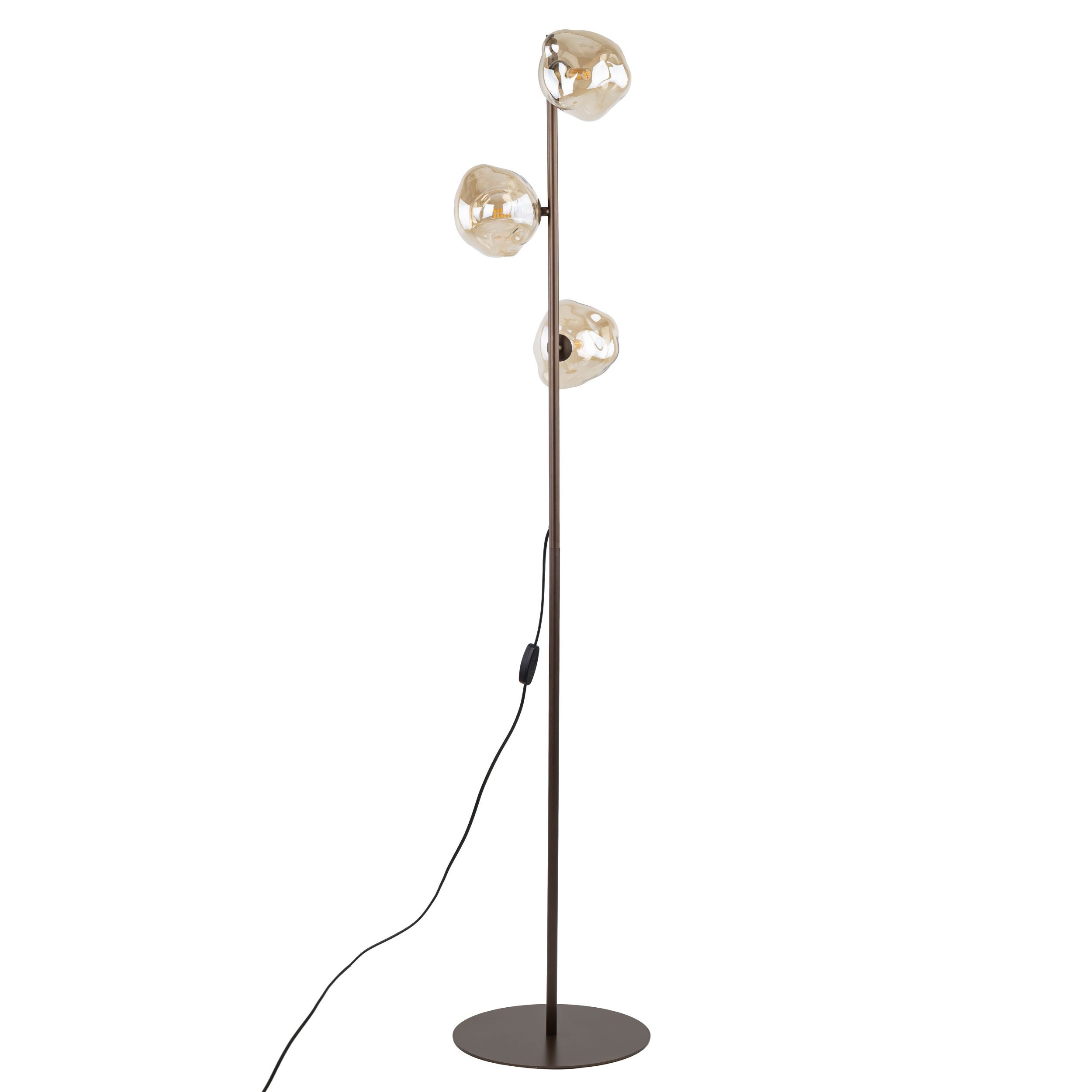Brązowa Lampa Podłogowa Tk Lighting Lava 3Xg9 Koniakowy Nieregularny Klosz