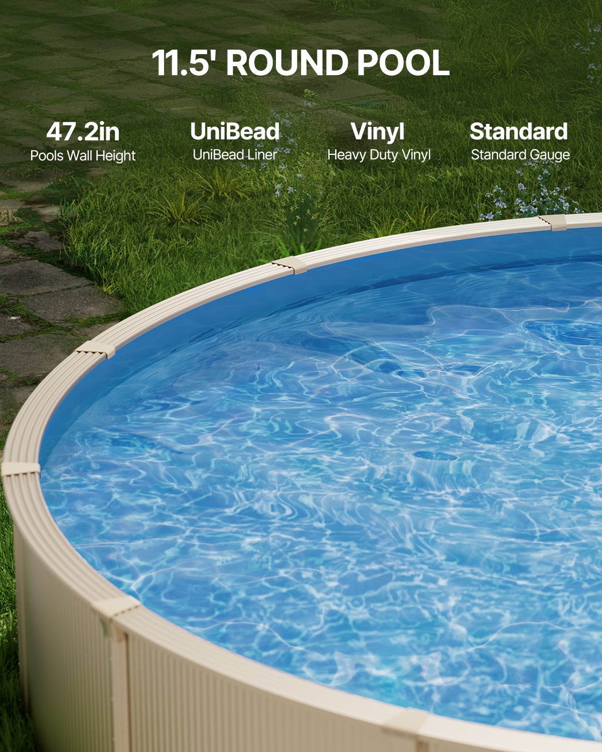 Revêtement Piscine VEVOR Ronde 350x120 cm en Vinyle, Style Unibead, Doublure Standard, Anti-usure, pour Piscine Hors Sol 120 cm - 2