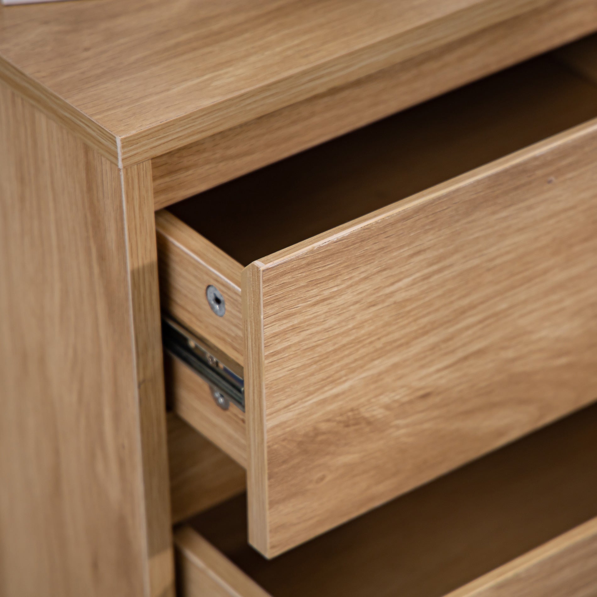 Rebecca Mobili Mesa de cabeceira de madeira castanha nórdica de 2 gavetas para dormitório - 4