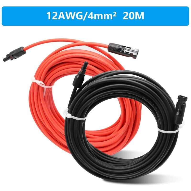 Câble Extension Solaire 4mm² – 1 à 20m avec Connecteurs MC4 – Pour Panneaux Photovoltaïques et Systèmes Énergie - 2