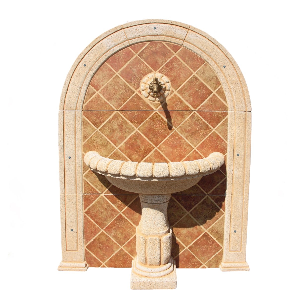 Fontaine de jardin ANTARES 114X34X152cm. Peinture murale en Betón - Pierre couleur bleus Ocre. - 5