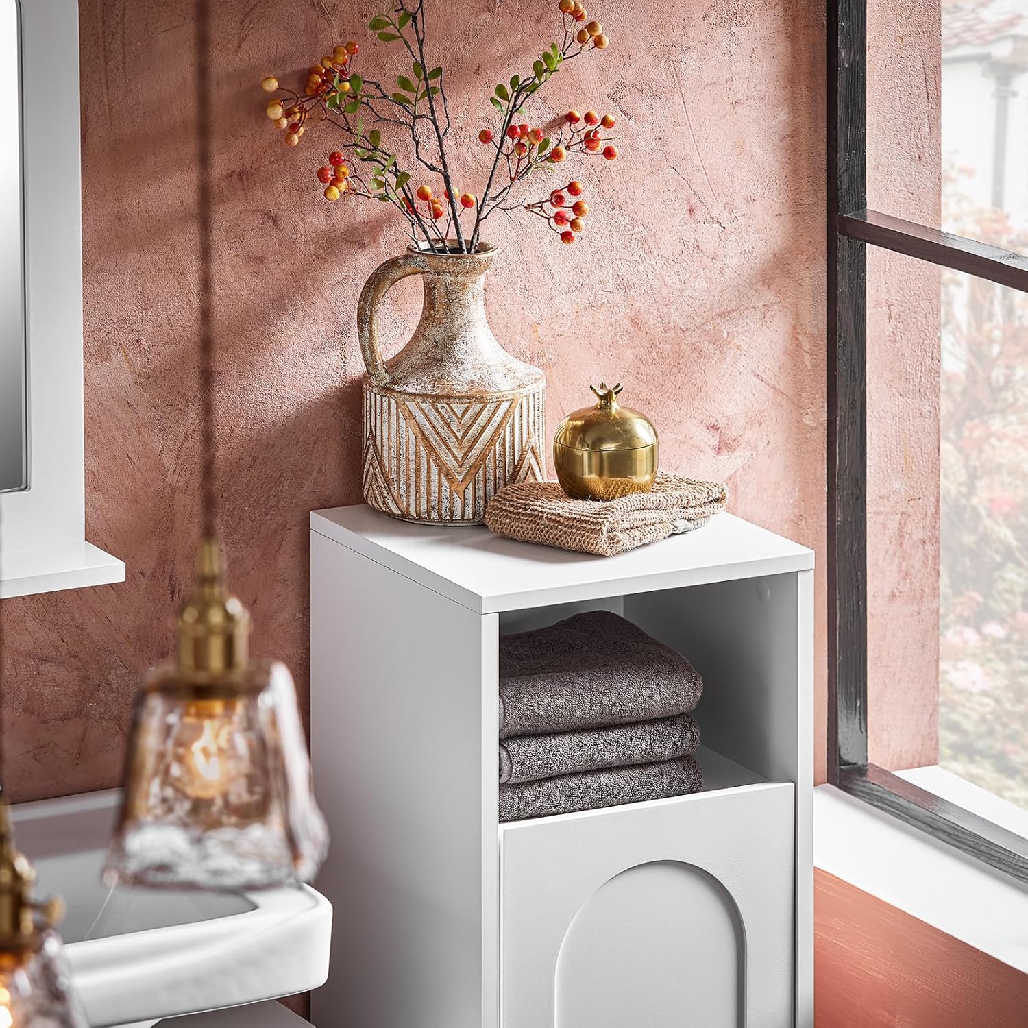 Mueble para Ropa Sucia Canasto para la Colada Amario de Baño con 1 Cesto y 1 Estante Abierto BZR161-W SoBuy ES - 4