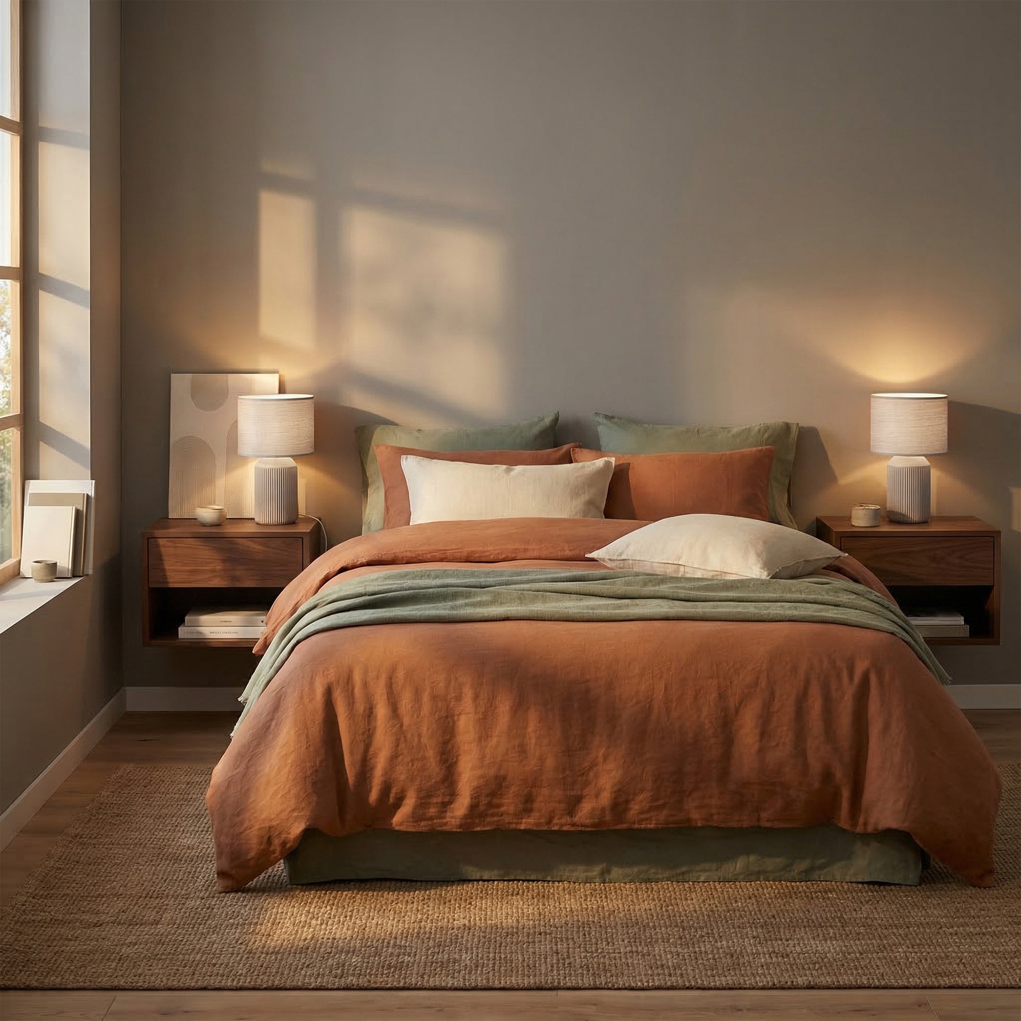 Lampe de table - avec abat-jour tissu - IP20 - D.220x375mm - E27 max. 10W - marron - avec interrupteur câble - Briloner - 7