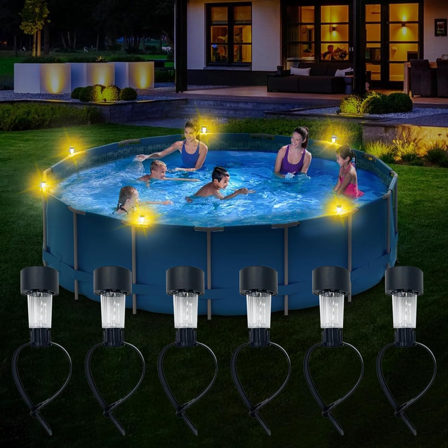 Lot de 6 Lampes Solaires de Bassin, Lumière Piscine,Lumières solaires — free download