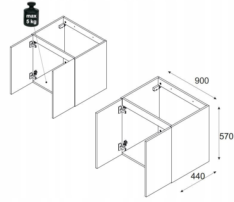 Szafka łazienkowa OCEAN 90 cm beżowa dąb olejowany front 3D MDF wisząca - 4