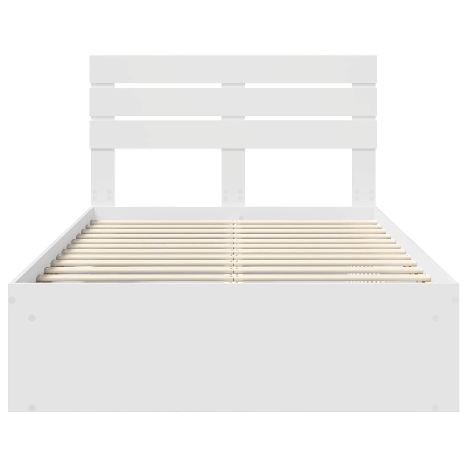 Cadre de lit avec tête de lit blanc 120 x 190 cm en pin massif - 7