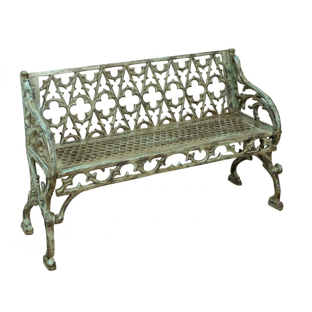 BISCOTTINI Banc de Jardin en Fonte - Banc d'Extérieur pour 3 - Bancs de Jardin Finition Antique - Style Art Nouveau - 130x47x79 cm