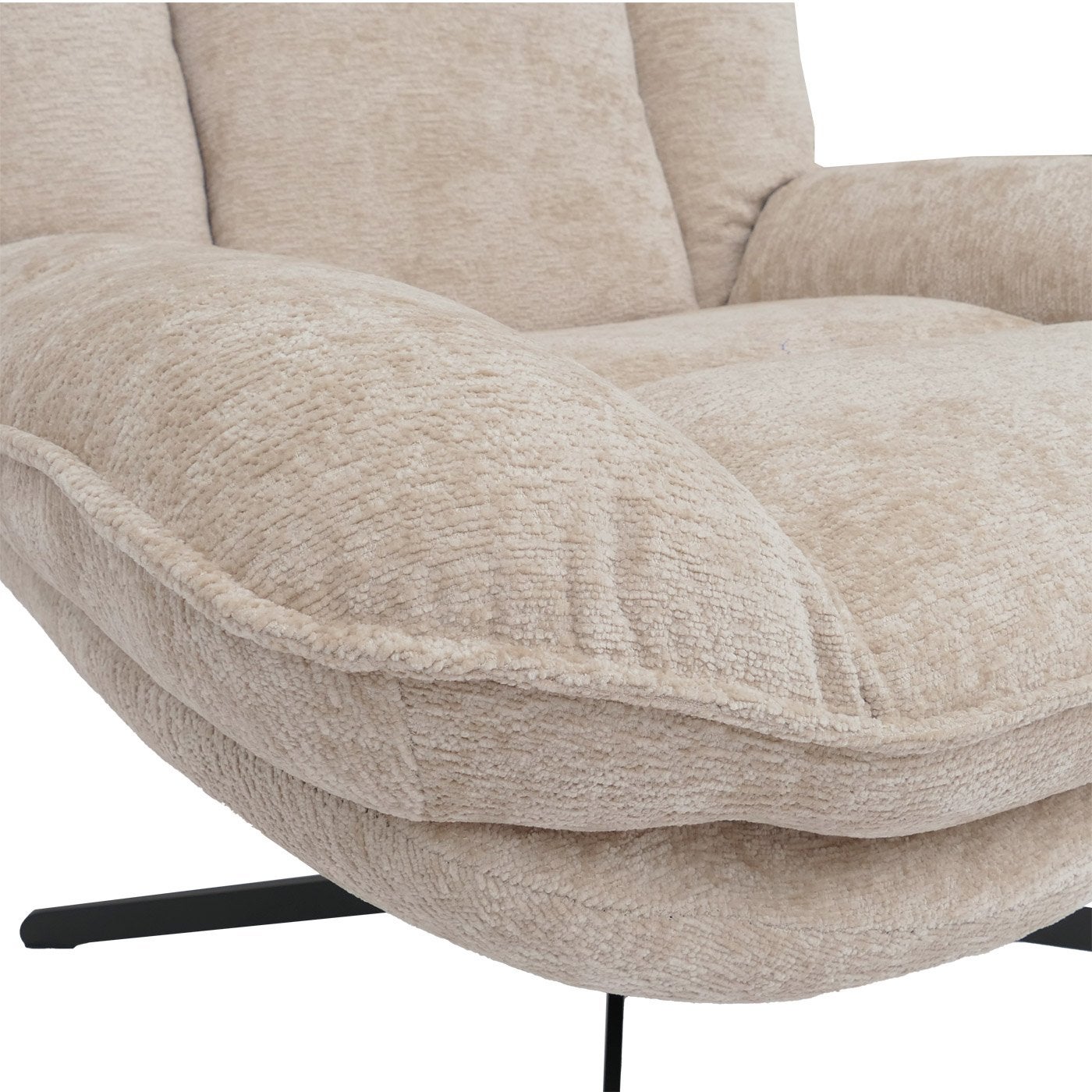 Fauteuil relax HWC-P32, fauteuil TV à suspension Nosag, fauteuil rembourré, pivotant, métal, tissu/textile chenille (370 g/m²) ~ crème - 8
