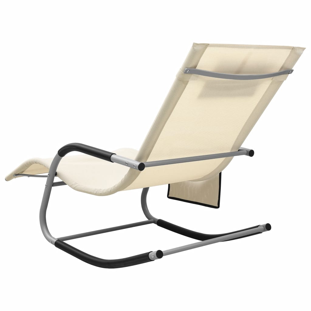 Chaise longue Textilène Crème et gris 2 - 4