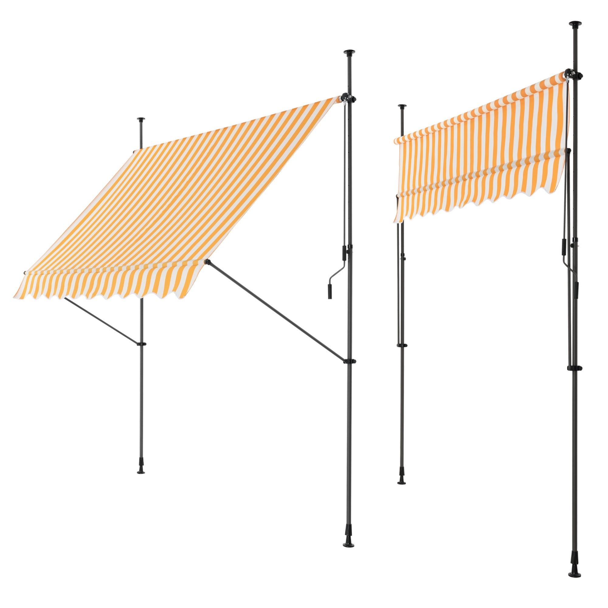 Toldo telescópico de acero y poliéster 350 x 120 x 200-300 cm amarillo blanco 03_0008340