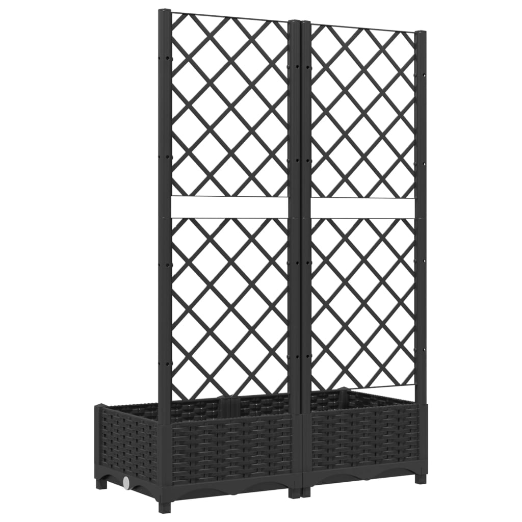 Maison Exclusive - Vaso de jardim com treliça preto 80x40x121,5 cm PP - 6