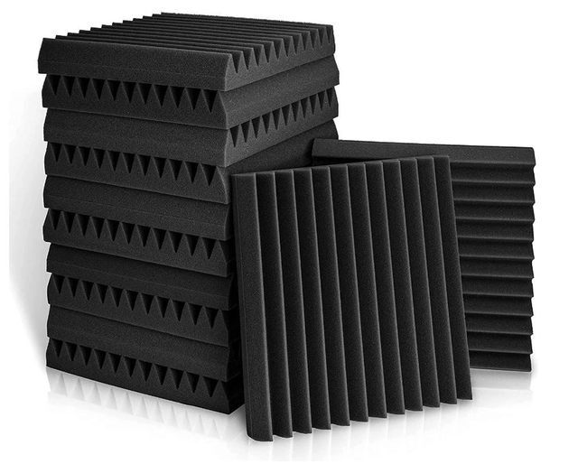 24 painéis de espuma acústica à prova de som, painéis de cunha com cancelamento de ruído 30x30x2,5cm