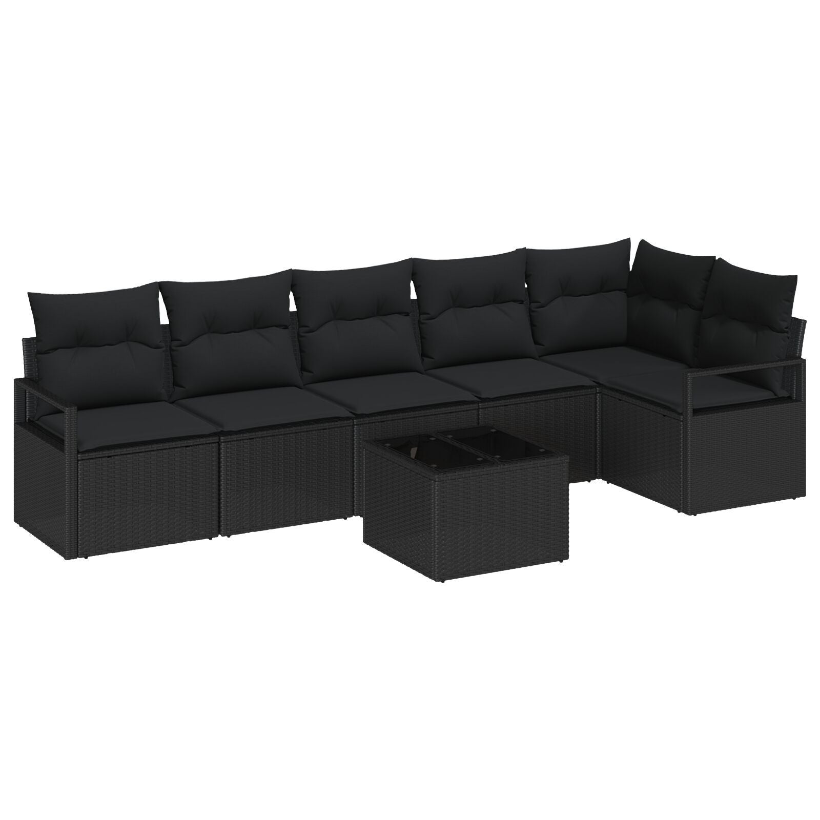 Zestaw Sof z poduszką 7 pcs Czarny polirattan vidaXL