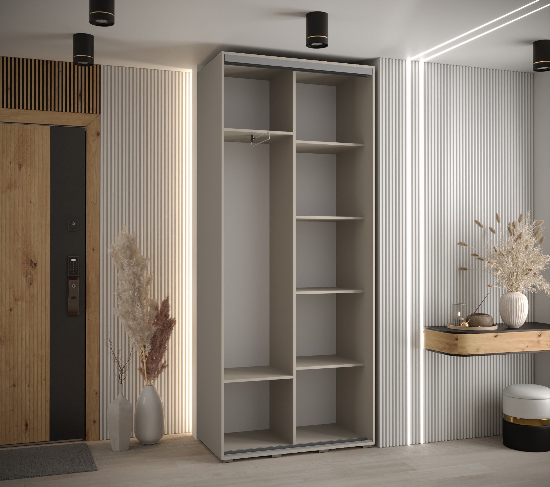 Szafa przesuwna z lustrem wysoka Dakota 2 120 x 45 x 235,2 cm kaszmir + u. czarny - Abiks Meble - 2