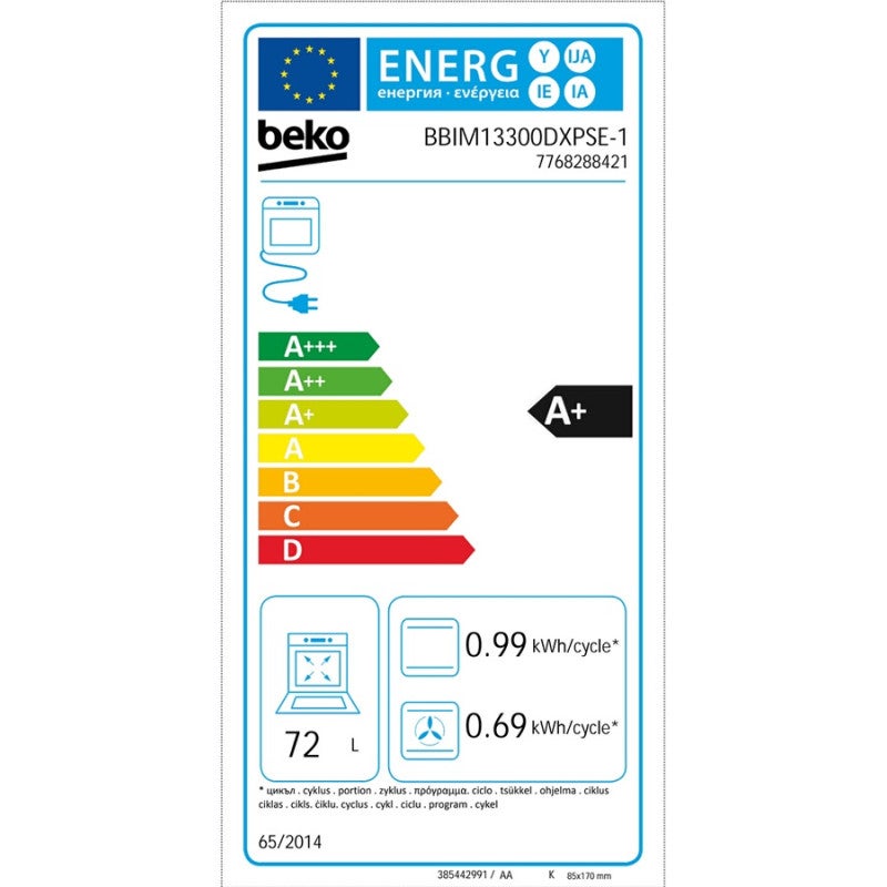 Four intégrable 72l 60cm a pyrolyse noir - Beko BBIM13300DXPSE-1 - 6