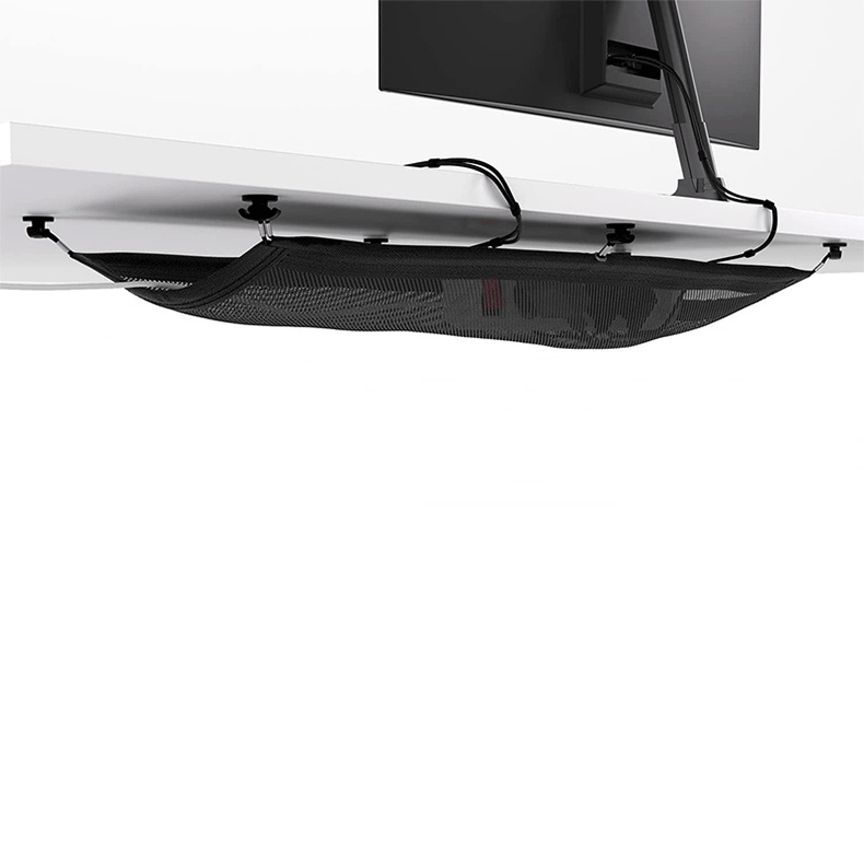 Gestion de câbles en filet – Plateau sous le bureau – Organiseur de câbles de bureau, noir - 7