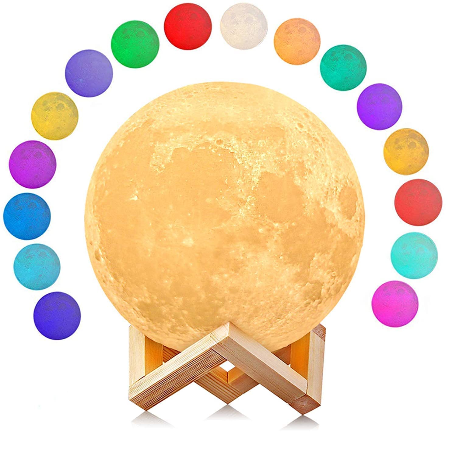 Lampe Lune 3D Rechargeable USB - Veilleuse 16 Couleurs Télécommande - Décoration Cadeau - Neuf