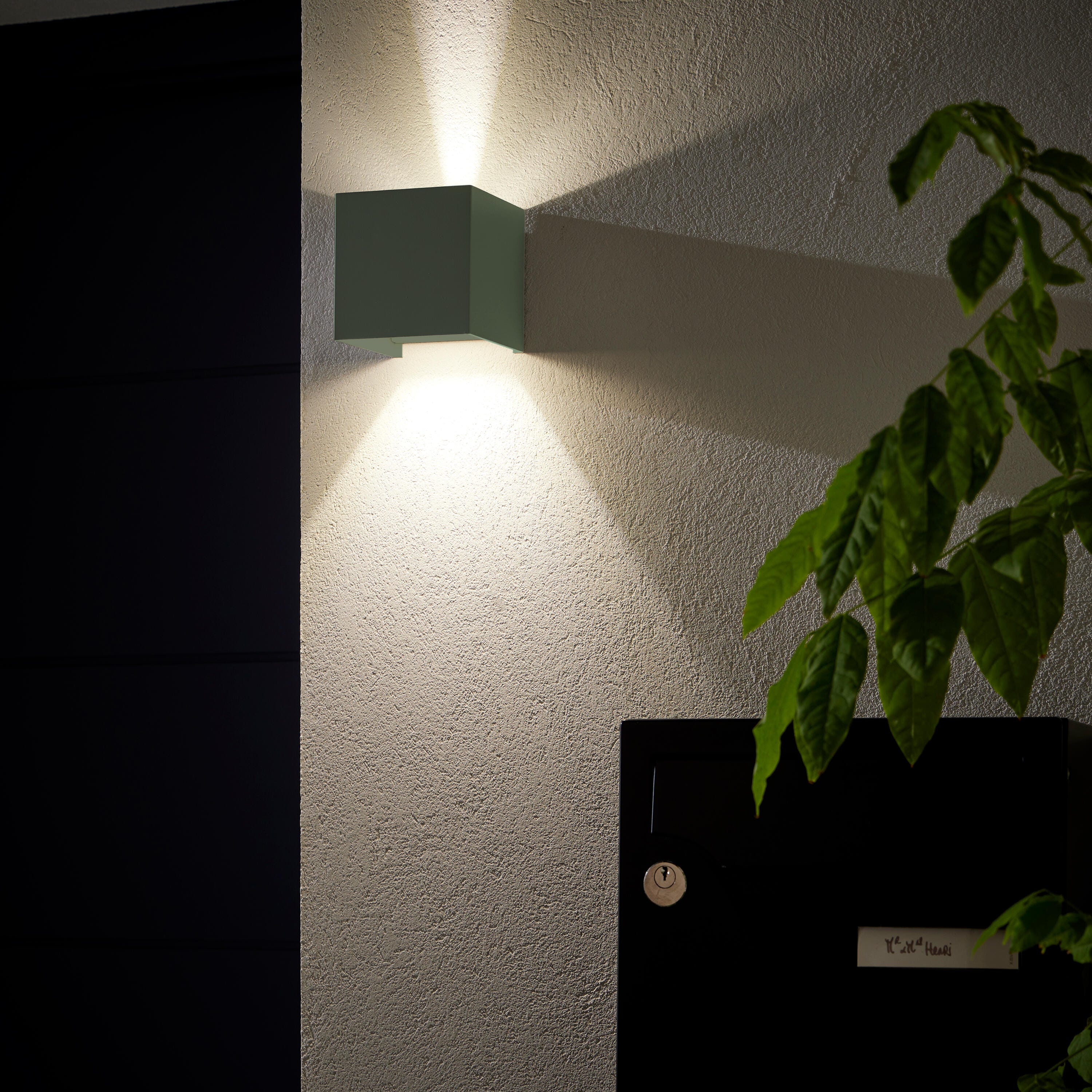 Lampa ścienna zewnętrzna LED ROXBURY z efektami świetlnymi - 4000K - IP54 - Zielona - INSPIRE