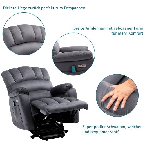 FAUTEUIL DE MASSAGE chauffant et inclinable, fauteuil de relaxation