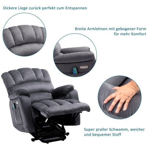 FAUTEUIL DE MASSAGE chauffant et inclinable, fauteuil de relaxation FAUTEUIL DE MASSAGE chauffant et inclinable, fauteuil de relaxation
