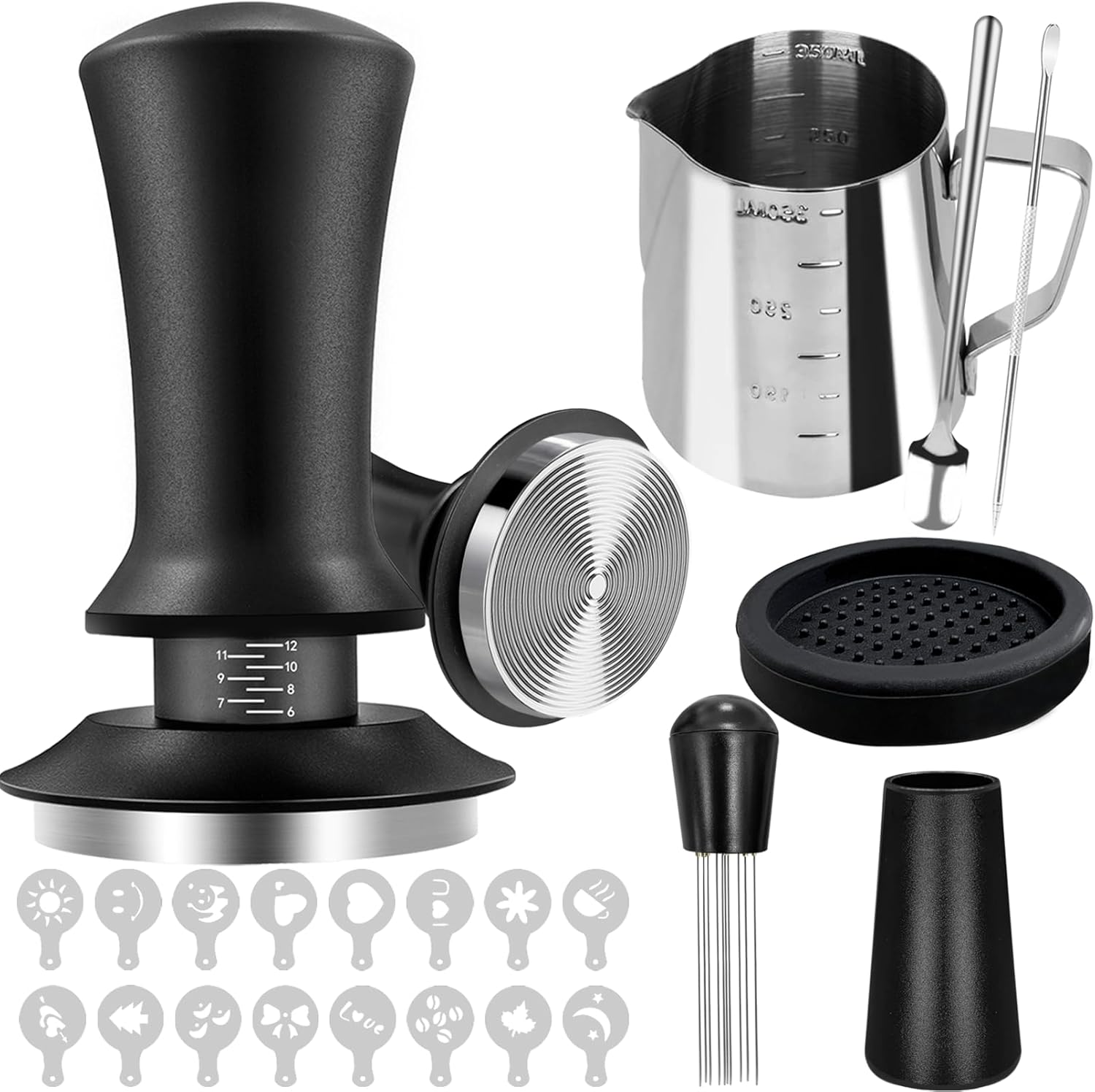 Tamper à café de 51 mm avec outil WDT, bague de dosage de 51 mm Tamper à café de 51 mm avec outil WDT, bague de dosage de 51 mm