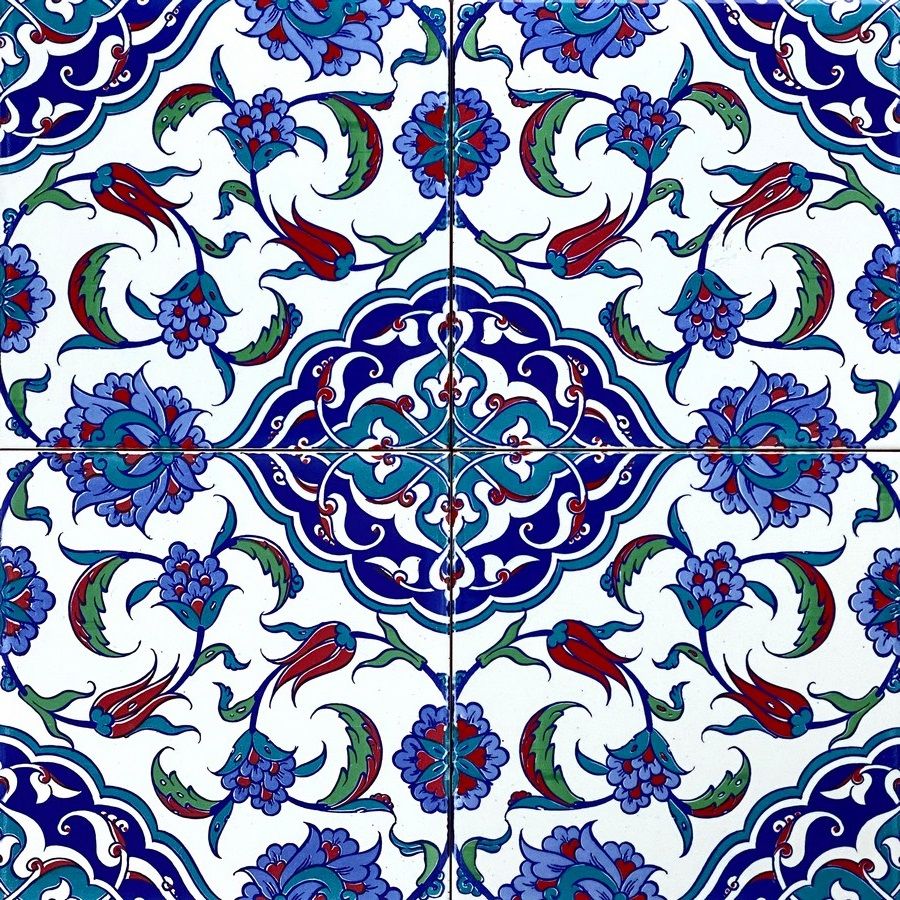 Cerames- Feray, piastrelle in ceramica Iznik 20 x 20 cm, confezione da 12 pezzi (0,48 m2) | Piastrelle in ceramica con motivi orientali - 3