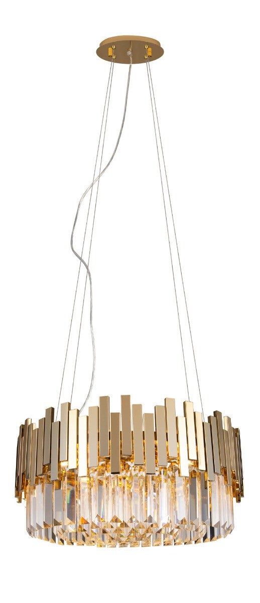 Lampa wisząca Trend złota 8xE14x40W kryształowa wym: 150 x 45 x 45 cm metal Maxlight