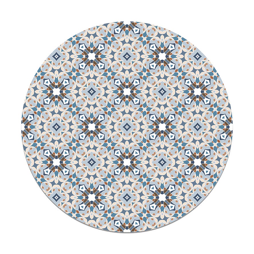 Panorama alfombra vinílica - alfombra de vinilo cocina, habitación, pasillo - decoración hogar - redonda hidráulica tipo oriental azul 100x100 cm