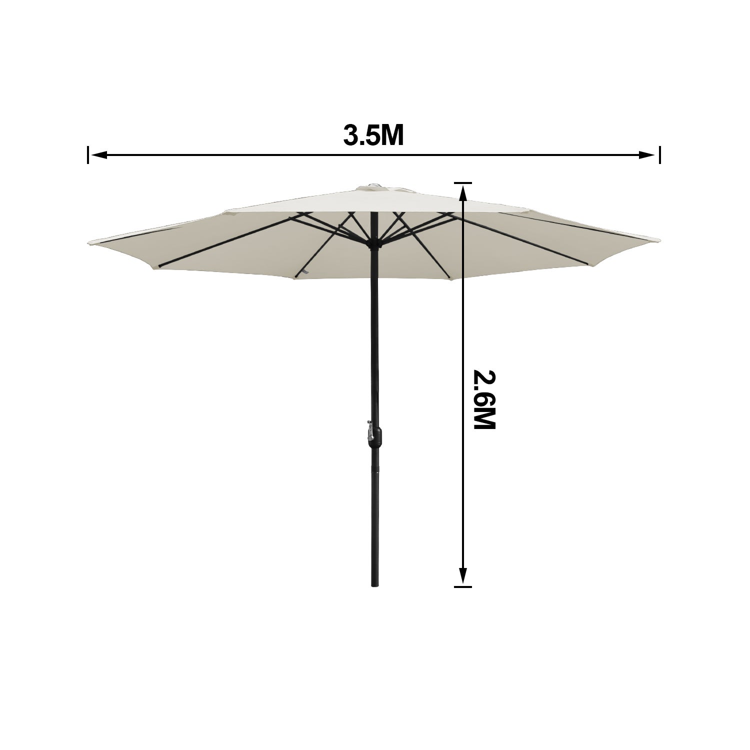 Parasol Droit jardin Protection UV, résistants et imperméables pour terrasse et balcon Ø350cm Beige - 2