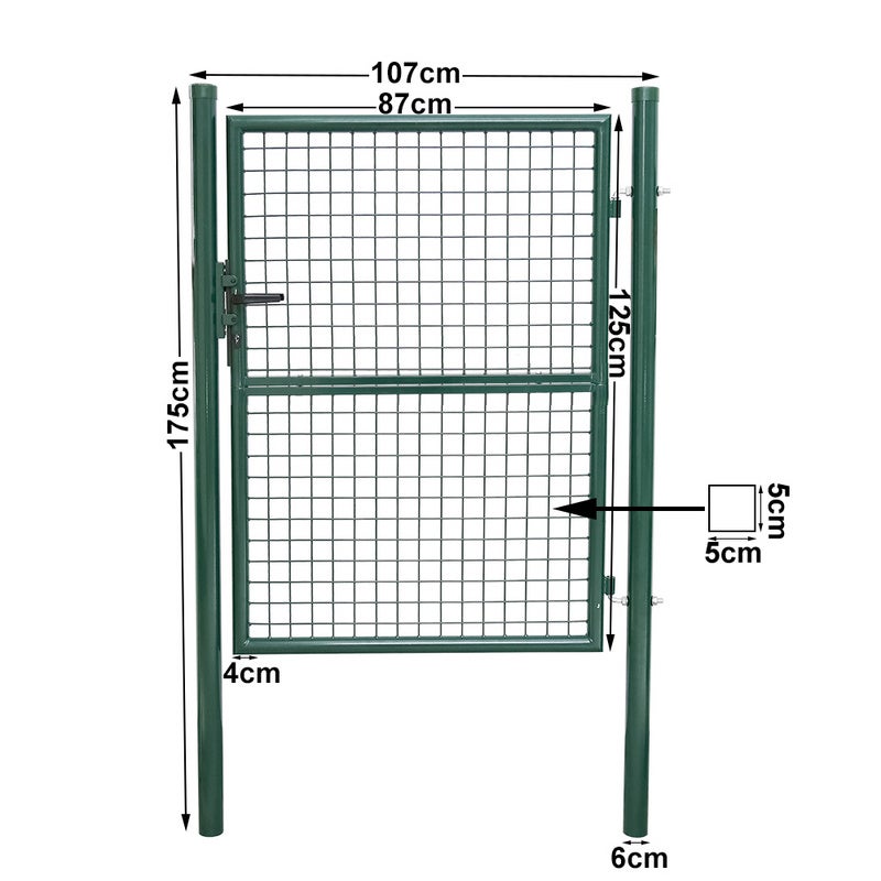 Porte de jardin système de porte de porte de cour clôture de jardin porte de porte Tube rond Vert 100x125cm - 2